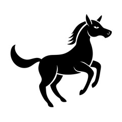 Silhouette of a majestic black horse rearing up on its hind legs