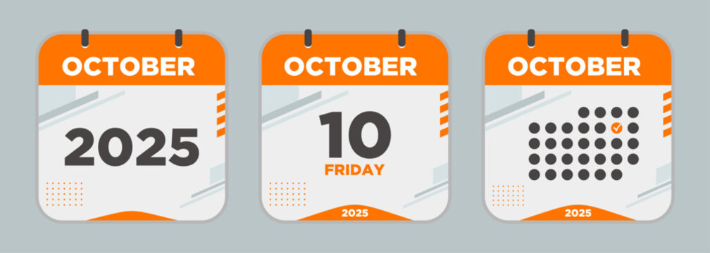 Calendar icon. October. 2025 10 day. The concept of waiting for an important date. Day calendar with date October 10. Cheklist day calendar. Vector illustration.