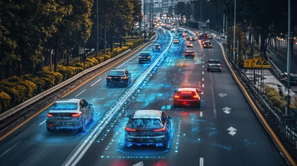 Future Transportation Systems: Autonomous Cars Driving on a Smart City Highway