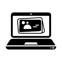 Laptop with online profile on the screen representing remote work and networking