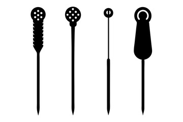 set of Sewing Needles silhouette vector illustration