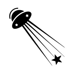 Alien spaceship beaming down a star with high intensity energy beams