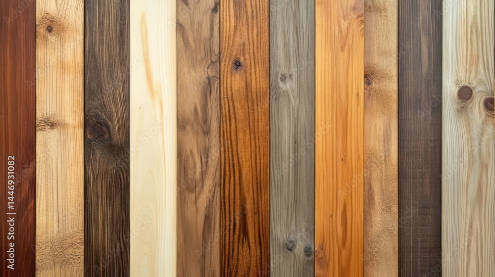 Poster various colorful wood planks and texture background in vertical rows
