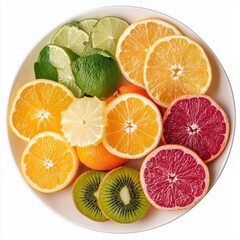 Assorted Fresh Fruit Slices on White Plate