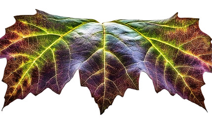Detailed Colorful Maple Leaf Illustration With Transparent Background