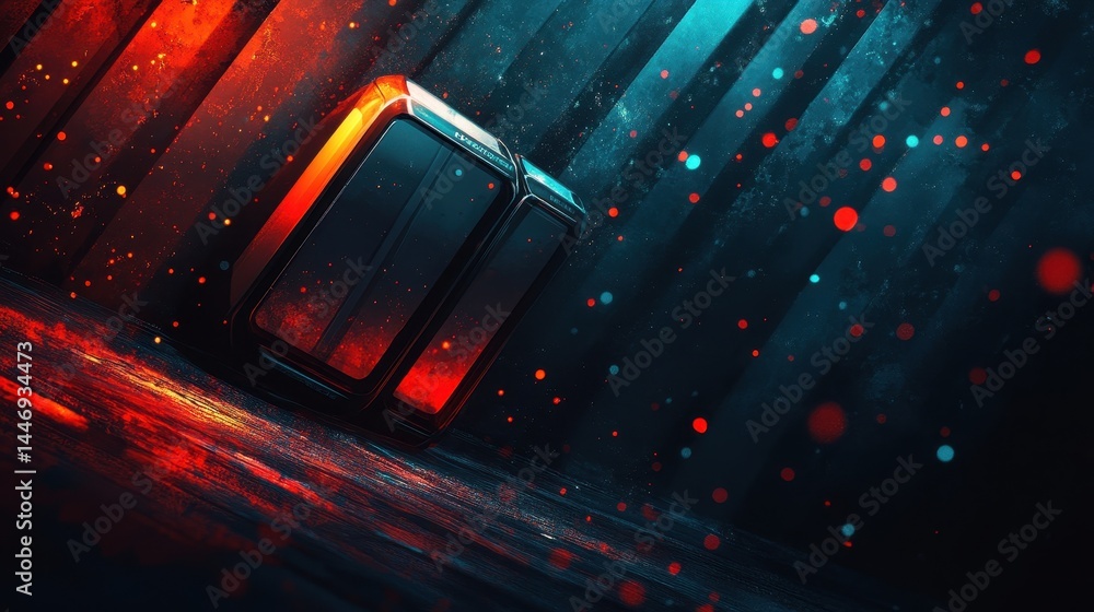 Poster futuristic motherboard circuit design with vibrant neon lights, showcasing high technology and compu
