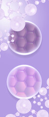 Hyaluronic acid before and after hair and skin solutions ad. purple collagen serum drop into skin cells with cosmetic advertising background ready to use, illustration vector.