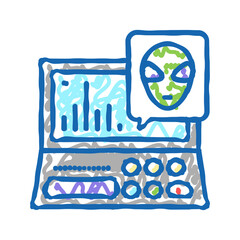 alien space laptop icon doodle illustration
