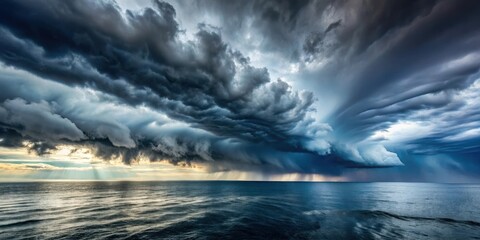 Fototapeta premium Darkening sky with dramatic storm clouds gathering over a turbulent sea