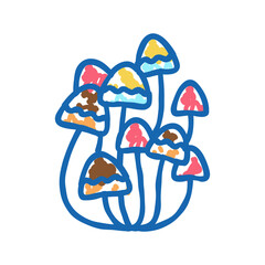 mushrooms boho icon doodle illustration