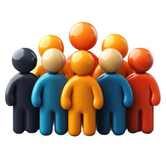 People group icon png 3D isometric figures png teamwork symbol png diverse group png transparent background image