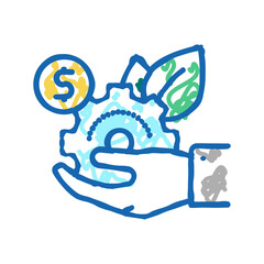 green technology icon doodle illustration