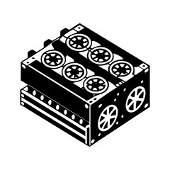 Isometric Vector Illustration of Complex Machine Device with Wheels and Various Details