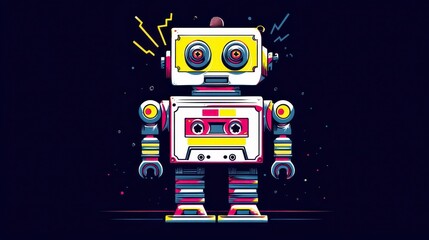 Colorful Retro Robot with Vintage Elements