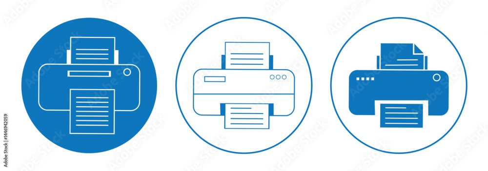 Poster printer icon set vector for web, computer and mobile app.