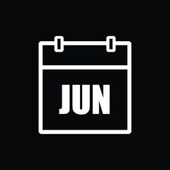 calender icon, june icon with black background	