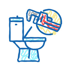 toilet repair icon doodle illustration