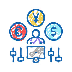 money currency businessman icon doodle illustration