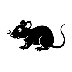Stylized black silhouette illustration of a rodent, most likely a rat or mouse