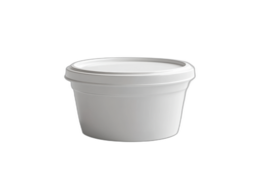 White plastic cup with lid isolated on transparent background.