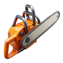 Fototapeta premium Powerful Orange Chainsaw: High-Resolution Image of a Modern Chainsaw