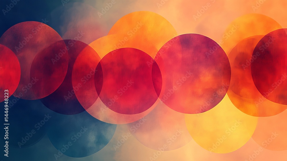 Poster abstract spheres in gradient hues: a modern artistic arrangement with interlapping geometric forms a