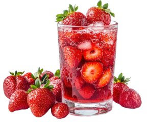Refreshing strawberry drink recipe home kitchen food isolated on transparent background