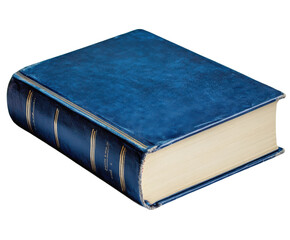 Reading a classic blue book home library book cozy isolated on transparent background