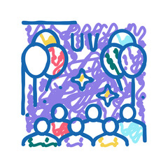uv glow kids party icon doodle illustration