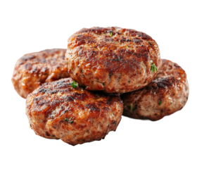 Grilling juicy homemade meat patties backyard bbq food isolated on transparent background