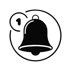 Single bell notification icon with number one and white background
