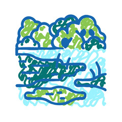 rainforest land icon doodle illustration