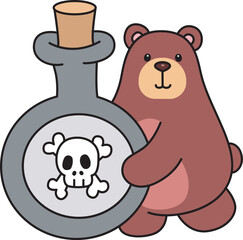 Illustration of cute bear icon.
Funny bear in daily activities elements.
