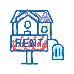 house rent icon doodle illustration