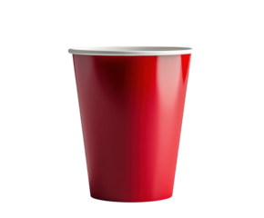 Red disposable cup dining table product isolated on transparent background