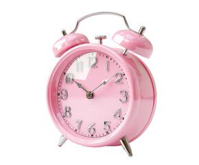 Vibrant pink alarm clock home product isolated on transparent background