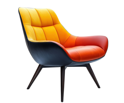 Stylish modern chair design home office furniture bright colors isolated on transparent background
