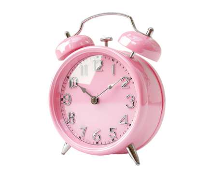 Vibrant pink alarm clock home product isolated on transparent background