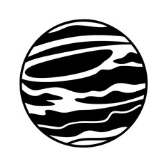 Striped Planet Graphic Illustration Black and White Celestial Body Design Space Art