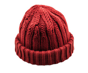 Red knit beanie action fashion creative concept isolated on transparent background