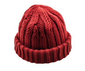 Red knit beanie action fashion creative concept isolated on transparent background