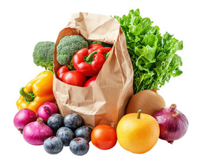 Fresh grocery delivery local market food products natural isolated on transparent background