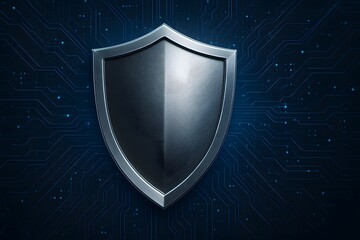 Fototapeta premium Metallic Shield on Digital Background Representing Cybersecurity Theme