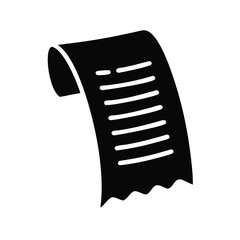 Black and White Receipt Icon Illustration Graphic Design Element
