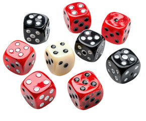 Rolling dice game home table fun isolated on transparent background