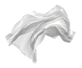 Flowing white fabric movement high-quality view isolated on transparent background