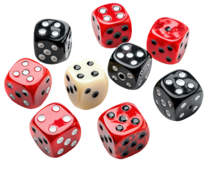 Rolling dice game home table fun isolated on transparent background