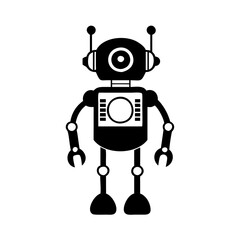 A Classic Retro Robot Illustration Black and White Design