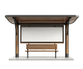 Urban bus stop design city center architecture modern environment isolated on transparent background