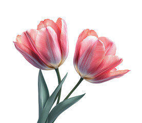 Fototapeta premium Blooming tulips botanical garden floral bright environment isolated on transparent background